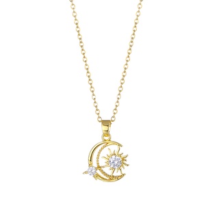 Chất Lượng Cao Nữ Dây Xích Zircon Mặt Trời Nhỏ Ngôi Sao Mặt Trăng Mặt Dây Chuyền Thép Không Gỉ Vòng Cổ Trang Sức