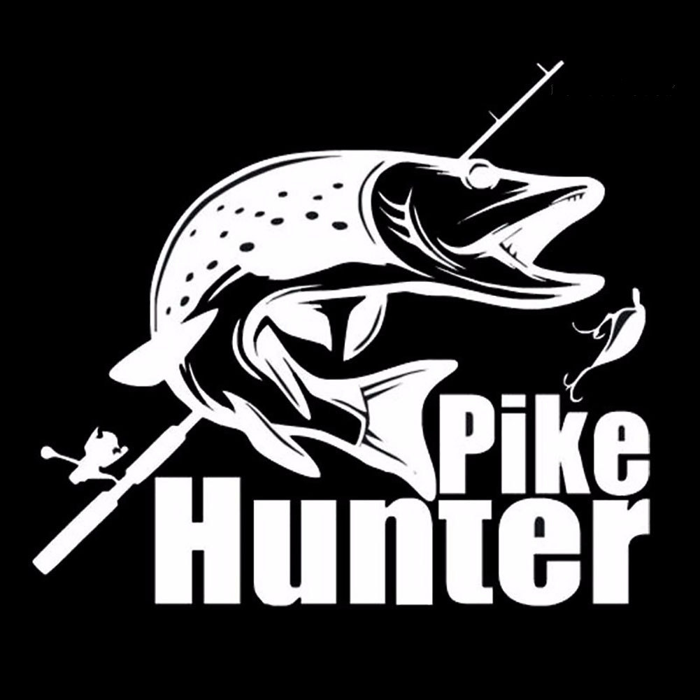 Miếng Dán Phản Quang Hình Cá Pike Hunter Trang Trí Thân Xe Hơi