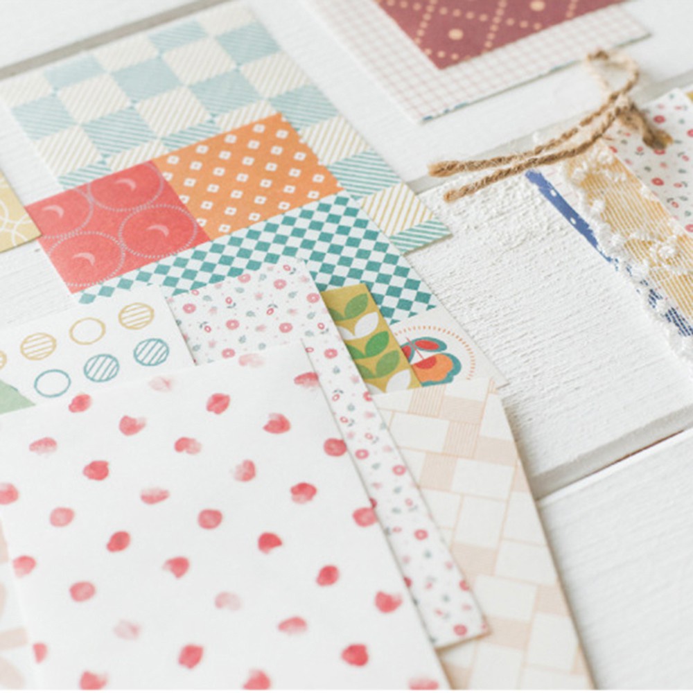 Set 50 thiệp giấy tự làm sổ lưu niệm/sổ tay họa tiết hình học ghép ô nền đủ màu sắc sáng tạo làm quà tặng