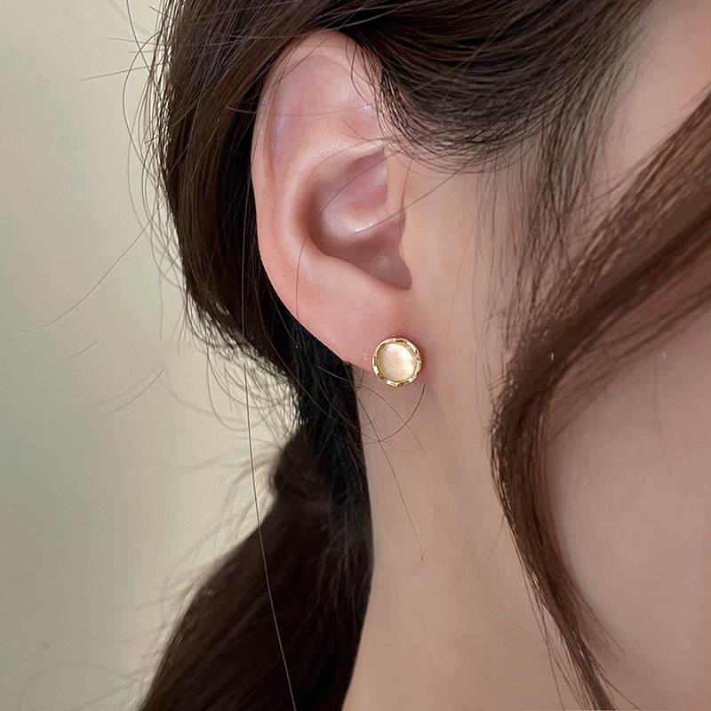 Set 6 khuyên tai bạc S925 đính đá Opal kiểu dáng hình học thời trang cổ điển cho nữ