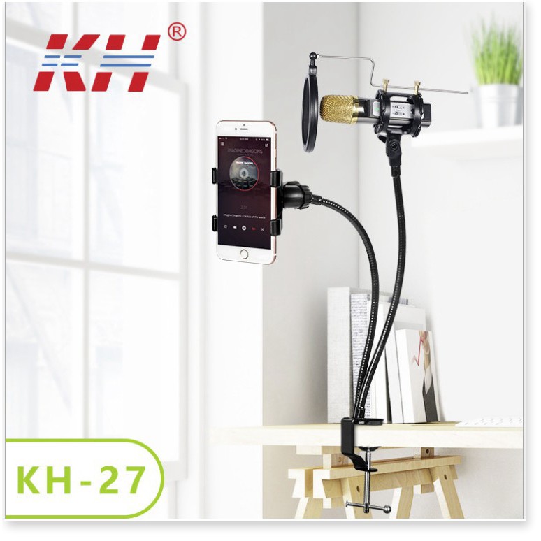 Giá Đỡ Điện Thoại, Micro Livestream GIGAHOME Kẹp Bàn, Có Màng Lọc Âm Thanh 5245