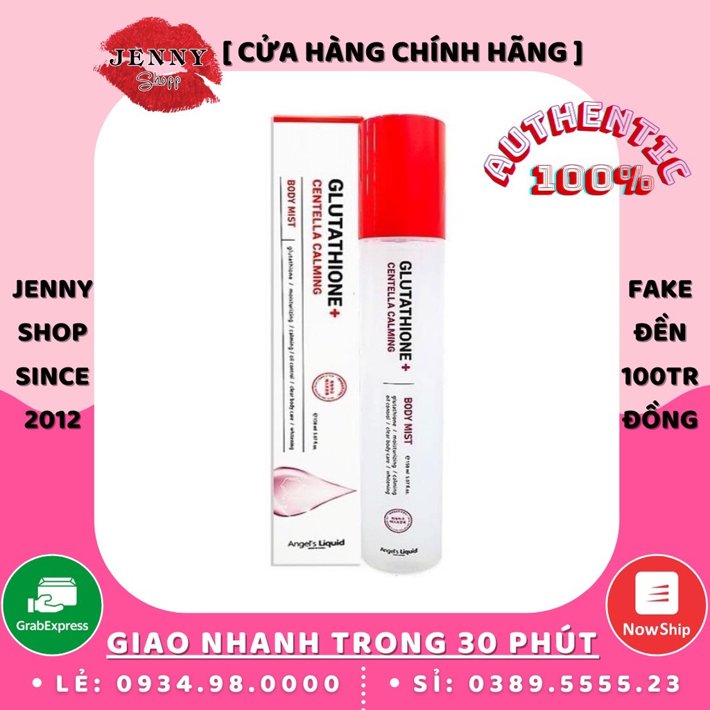 Xịt Giảm Mụn Dưỡng Trắng Cơ Thể Angel's Liquid Glutathione Plus Centella Calming Body Mist