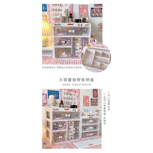 Tủ nhựa ulzzang cỡ lớn nhiều tầng nhiều ngăn đa năng đựng phụ kiện, mĩ phẩm, sticker dễ thương xinh xắn ❤️