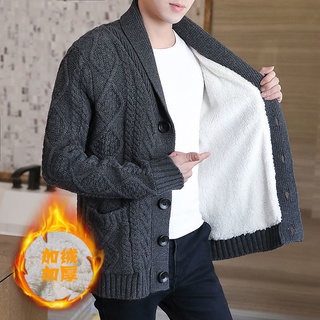 Áo Khoác Cardigan Dệt Kim Dáng Rộng Dày Dặn Phong Cách Thu Đông Hàng Mới Cho Nam