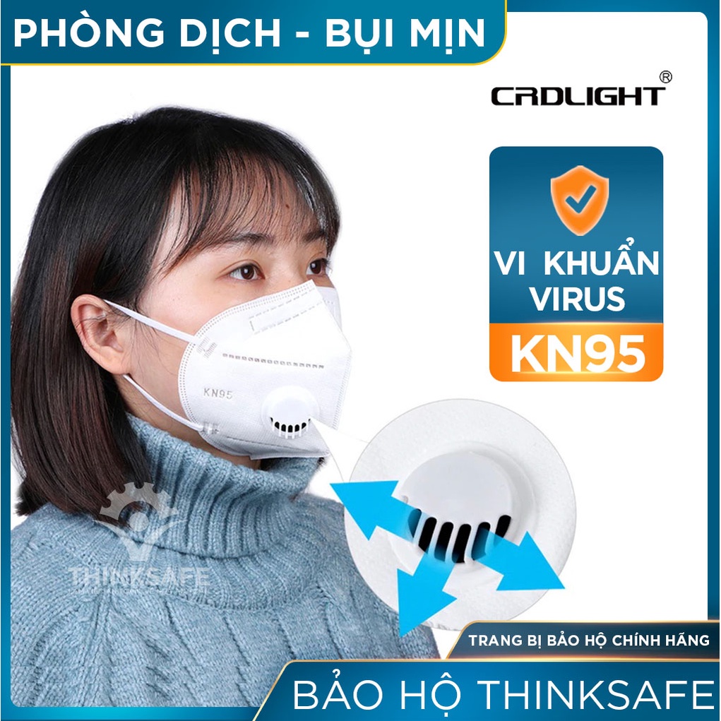 Khẩu trang có van Thinksafe, vải kháng khuẩn, chống bụi mịn, phòng dịch - 9001V - 9541V - 9542V