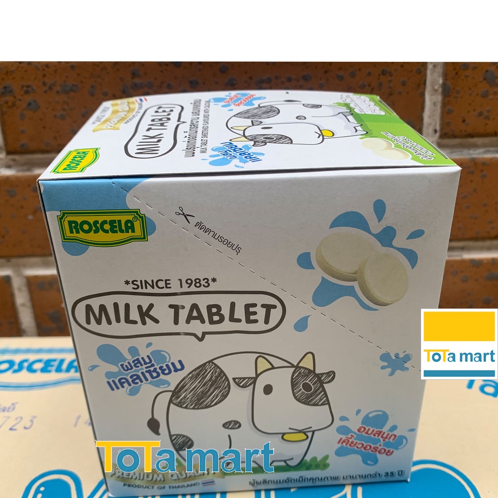 (hsd 09/2023 ) Hộp 12 gói) Kẹo sữa bò Milk Malt tablet ROSCELA Thái Lan 18g. Chính hãng. Viên nén sữa