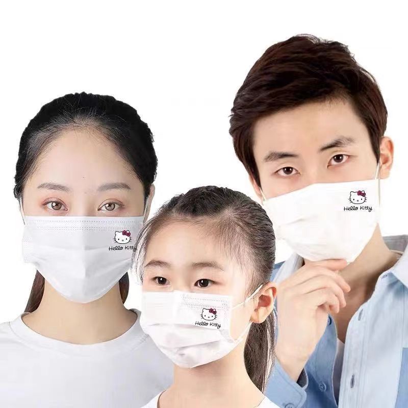 Khẩu Trang Hello Kitty Màu Trắng Sanrio Dễ Thương Đóng Gói Riêng Lẻ Cho Người Lớn