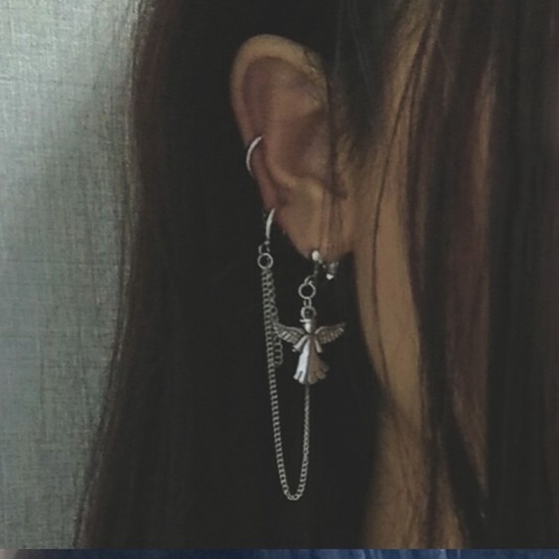 Khuyên tai dạng kẹp hình thiên thần kiểu punk thời trang 210818