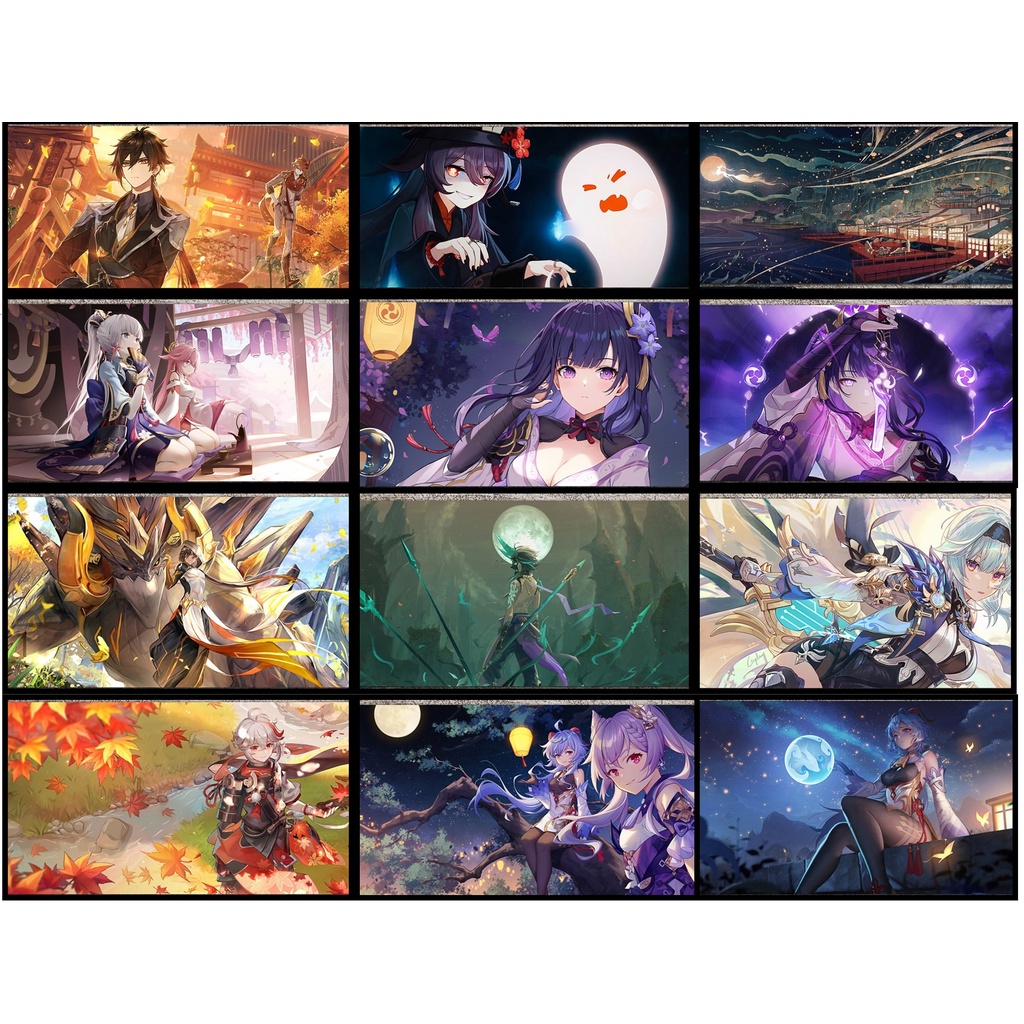 (30x70cm-40x90cm) Lót chuột Genshin Impact Lôi thần Yae Kazuha Zhongli Hutao Xiao Ayaka Ganyu Eula Keqing inazuma