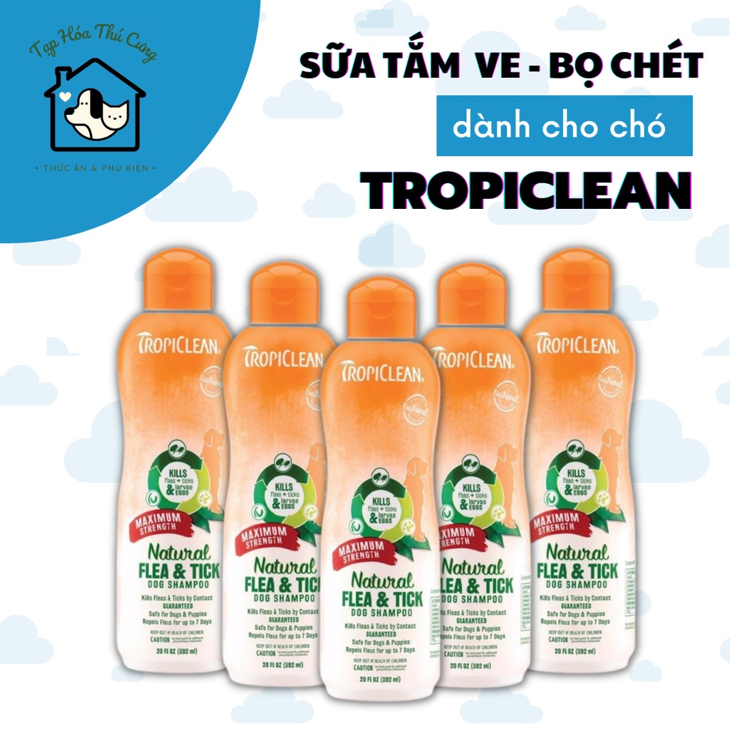 Sữa Tắm Trị Ve Bọ Chét TropiClean An Toàn 100% Thiên Nhiên