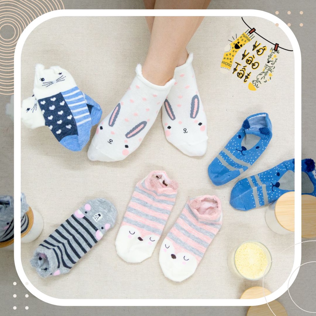 TẤT VỚ NỮ CỔ NGẮN HOẠT HÌNH CÓ TAI CỰC XINH