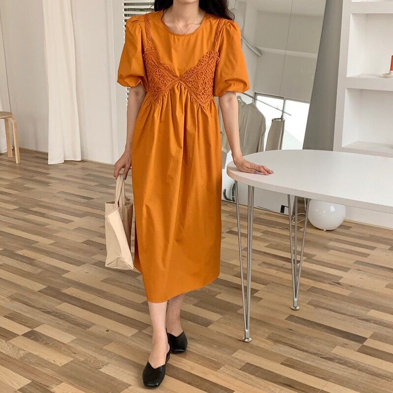 Đầm Nữ Phối Ren Hai Dây Thời Trang Thanh Lịch Cho Nữ