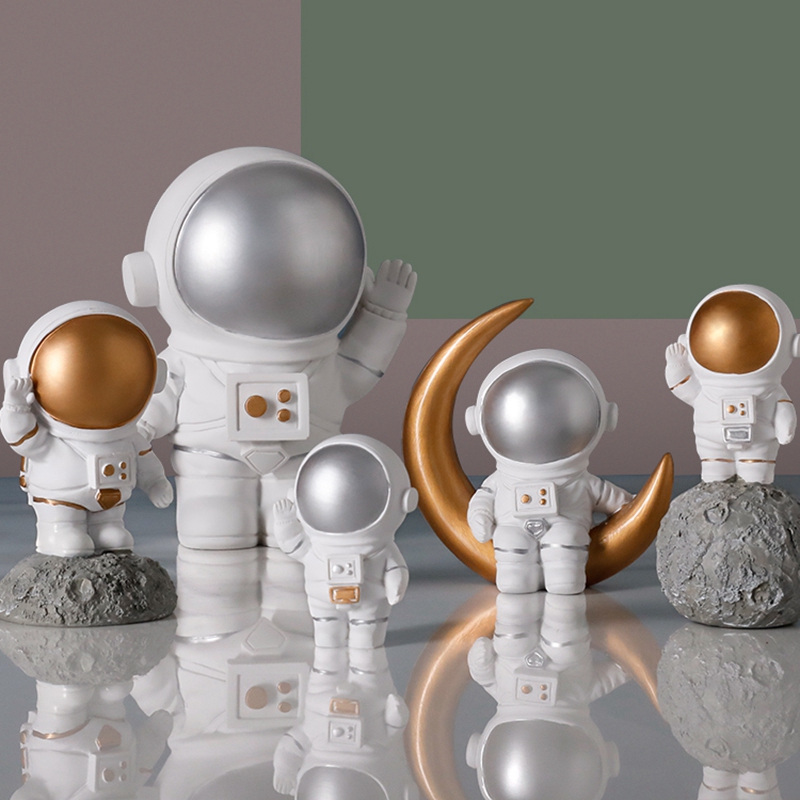 Tượng phi hành gia mặt trăng bằng nhựa resin sáng tạo trang trí để bàn làm giá đỡ điện thoại