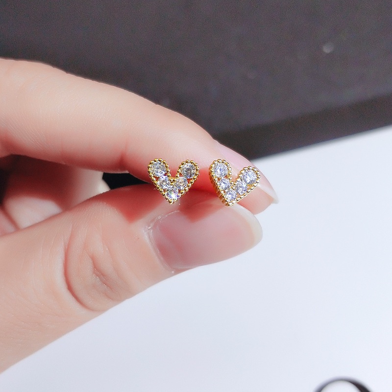 Đôi Bông Tai Mạ Vàng 14K Hình Trái Tim Dễ Thương