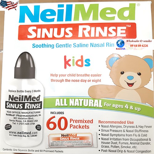 Dung dịch rửa mũi Neilmed Sinus Rinse 60 gói + bình xịt của Mỹ (USA)