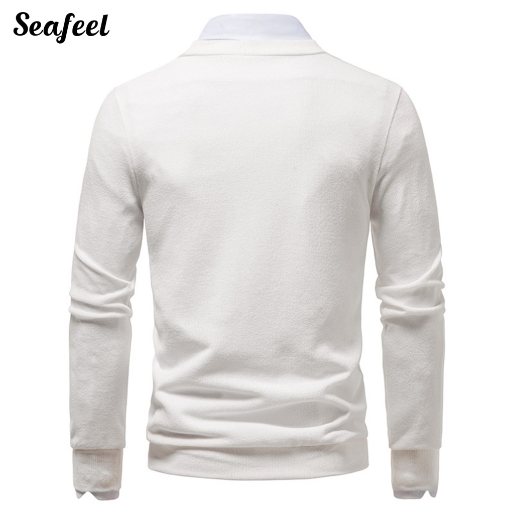 Sf_áo Khoác Sweater Mùa Đông Đơn Giản Ôm Dáng Cổ Chữ V Cho Nam Giới Mặc Vào Văn Phòng