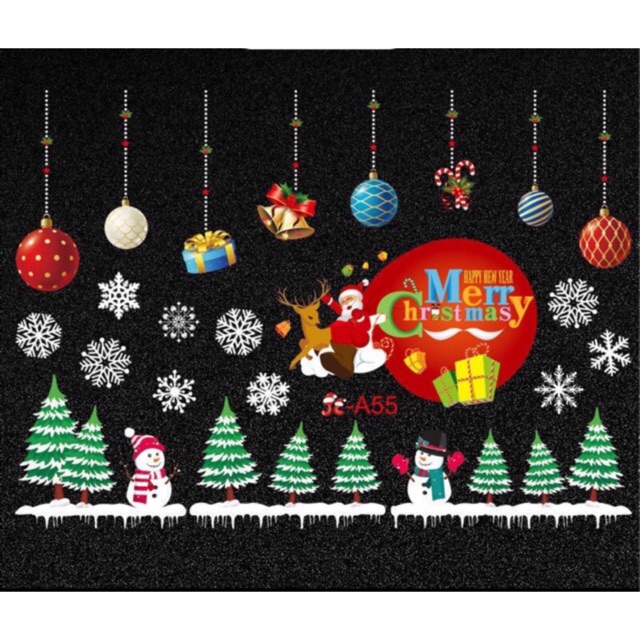 Decal trang trí noel Hít Tĩnh Điện - Redm châu Thông nhí vòng quà đỏ lớn