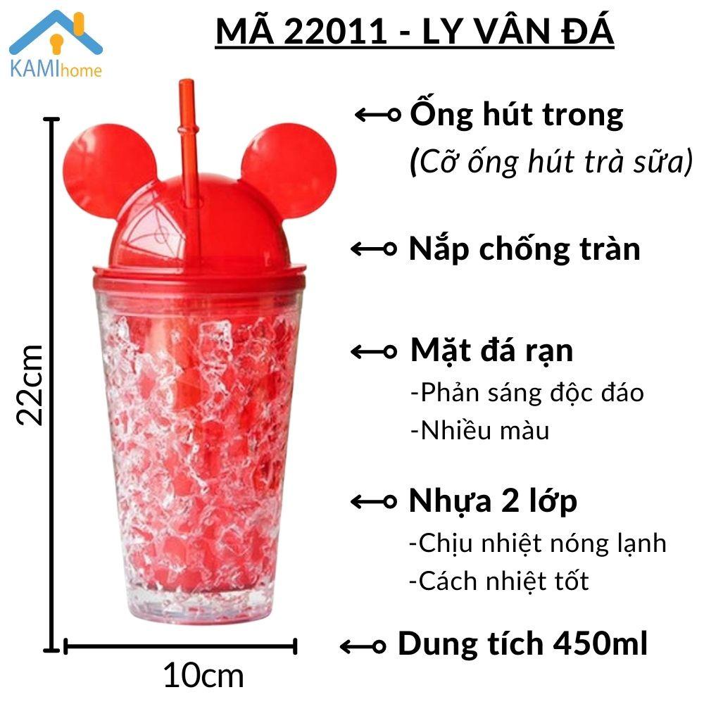 Ly uống nước dễ thương kiểu trà sữa có ống hút (Lớp đá lạnh vĩnh cửu) cỡ 450ml KM 22011