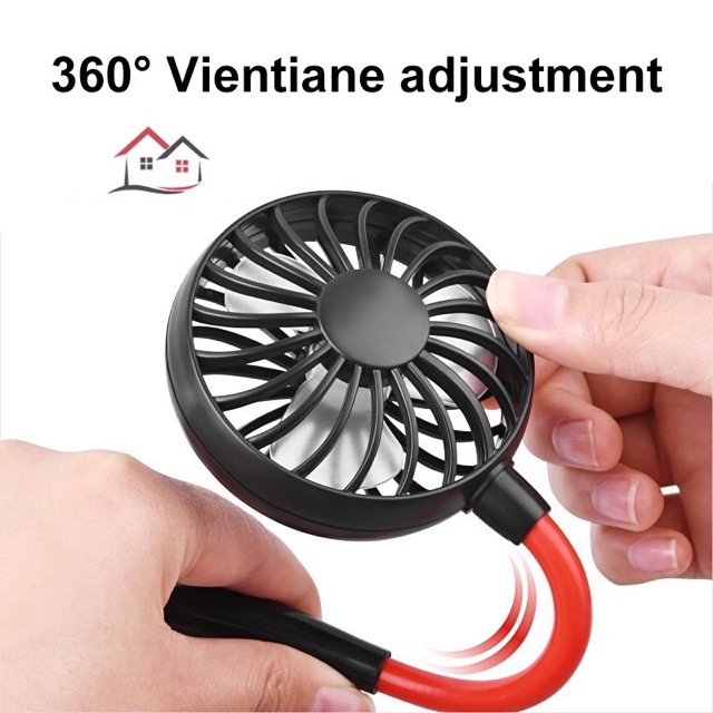 [HOT TREND 2021] Quạt đeo cổ mini có đèn Led 3 cấp độ điều chỉnh