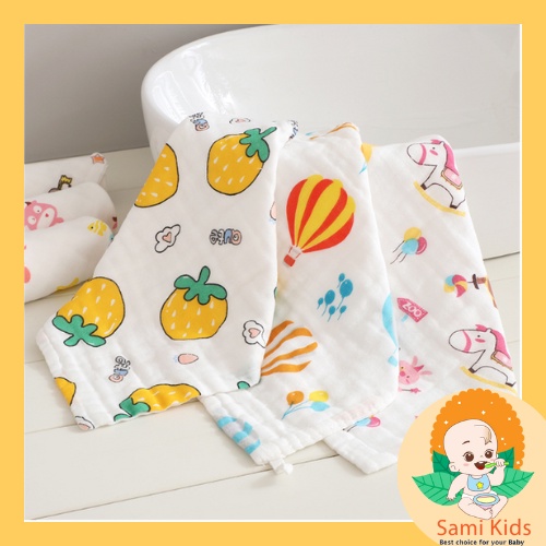 Khăn sữa cho bé loại 6 lớp 100% cotton, khăn xô sữa cho bé sơ sinh, trẻ ăn dặm SAMI KIDS