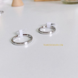Nhẫn ngón út_nhẫn titan _nhẫn cặp viền ngoài màu bạc