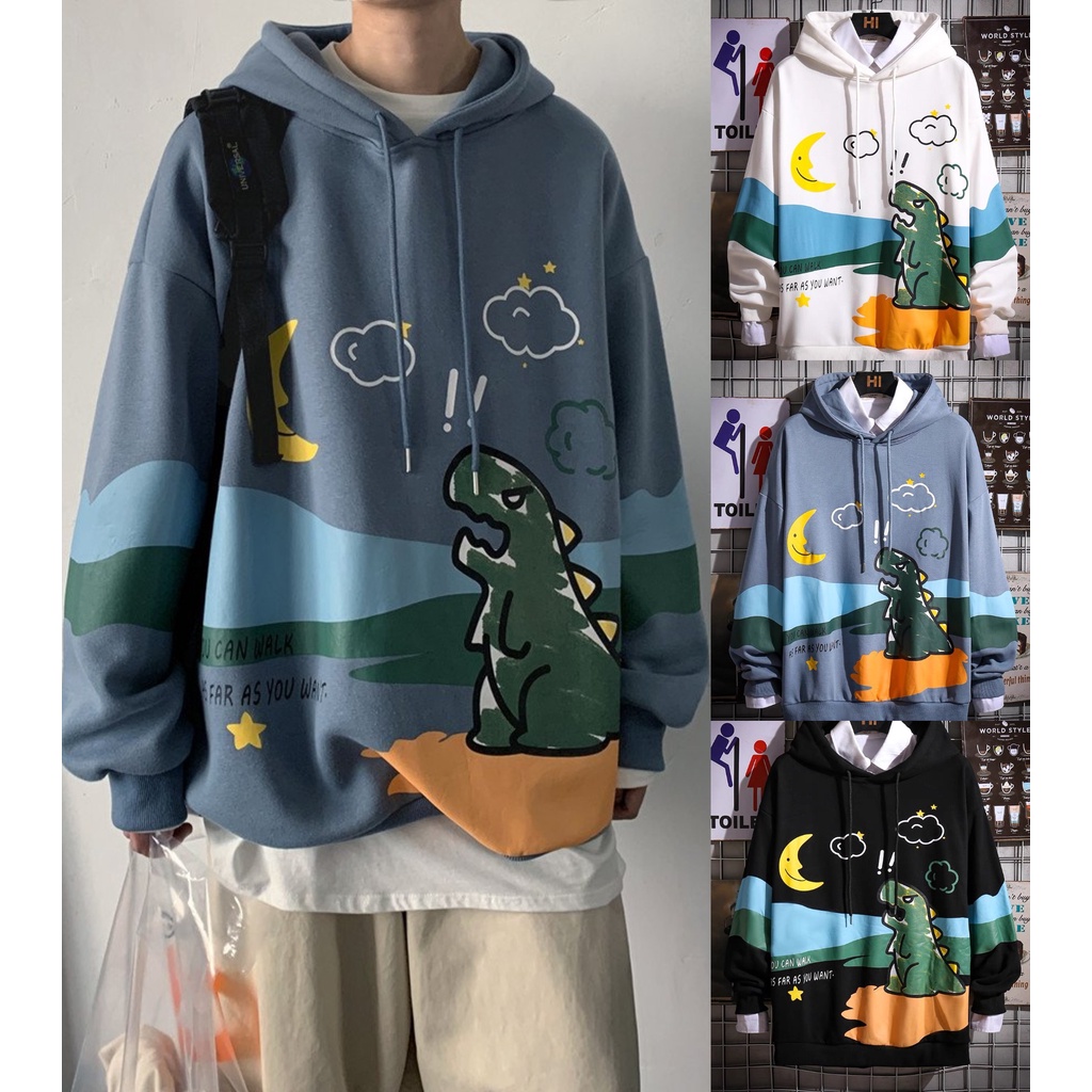 Áo Hoodie Nón Chui Trùm Đầu Nữ Nam Unisex Chất Vải Nỉ Poly Unisex Nam Nữ, Khủng Long WAH033