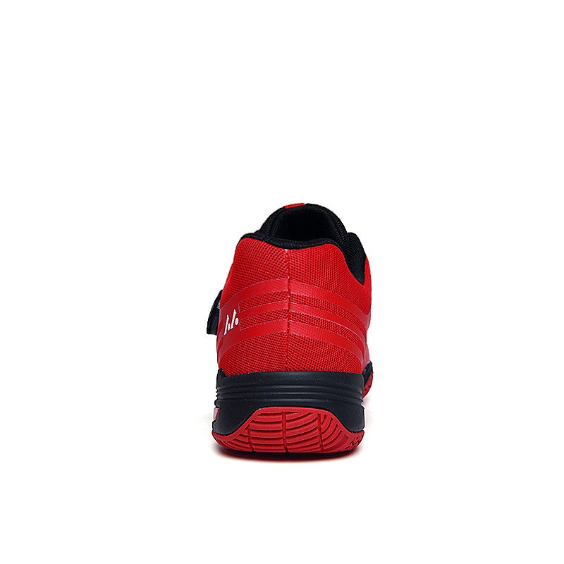 Giày cầu lông Lefus L013 đỏ cao cấp, nút vặn (ko cần buộc dây), Cushion giảm chấn, bám sàn tốt