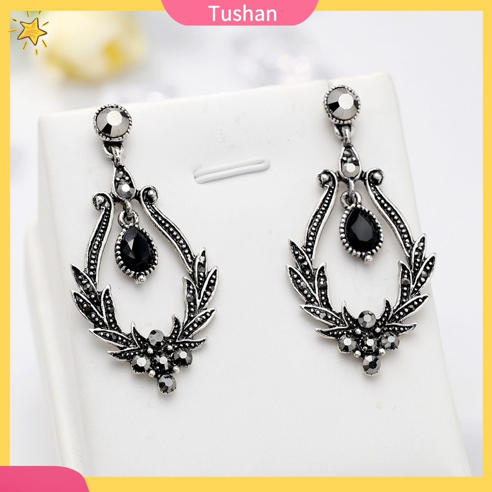 Khuyên tai hình chiếc đá đính đá quý kiểu dáng cổ điển sang trọng cho nữ