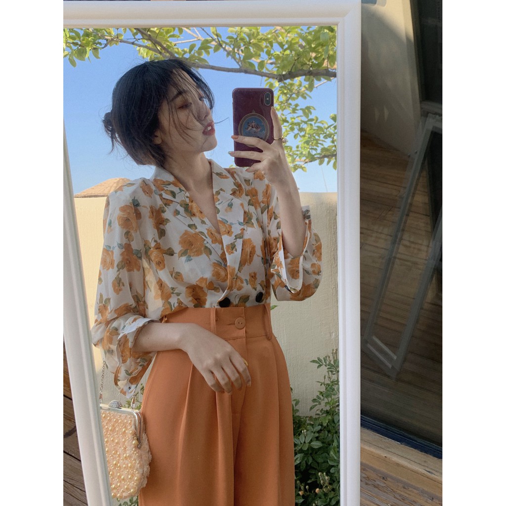 Áo Sơ Mi Nữ ♥️ Tay Dài Hoa Tiết Hoa Hồng Retro Chiffon From Rộng Hàn Quốc - Store 99 | BigBuy360 - bigbuy360.vn