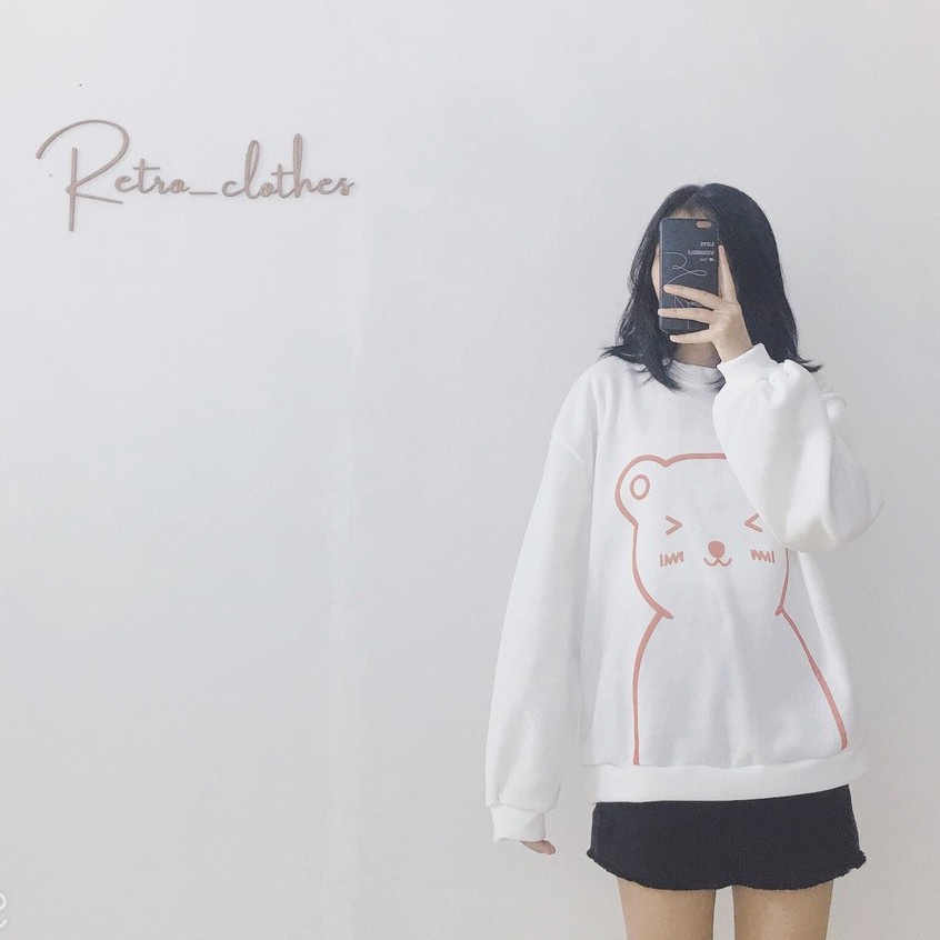 🍂 [Ảnh thật/Tự chụp] Áo hoodie nữ hình gấu form rộng màu hồng nỉ bông cute dễ thương | BigBuy360 - bigbuy360.vn
