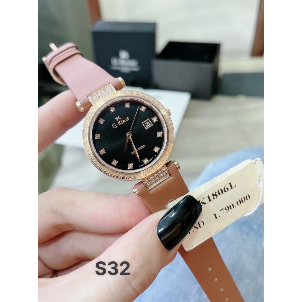 Đồng Hồ Nữ G-Kinze GK1806L Viền Đính Đá , Có Lịch, Máy Pin , Kính Sapphire , Size 32mm