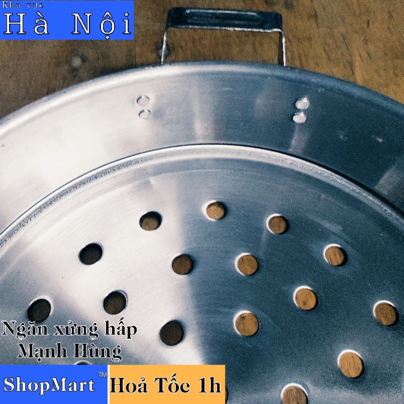 Ngăn xửng hấp nhôm Mạnh Hùng đủ size 34, 36, 38, 40, 42, 44, 46, 48, 50, 60 cm chuyên hấp bánh bao, hấp xôi