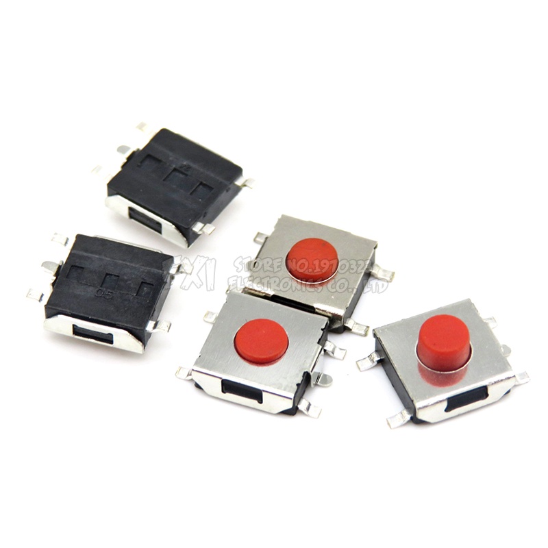 Set 50 Công Tắc Đỏ 5 Chốt 6 * 6 * 2.5 / 2.7 / 3.1 / 3.4 / 3.7mm SMD 6x6x2.5 / 2.7 / 3.1 / 3.4 / 3.7mm