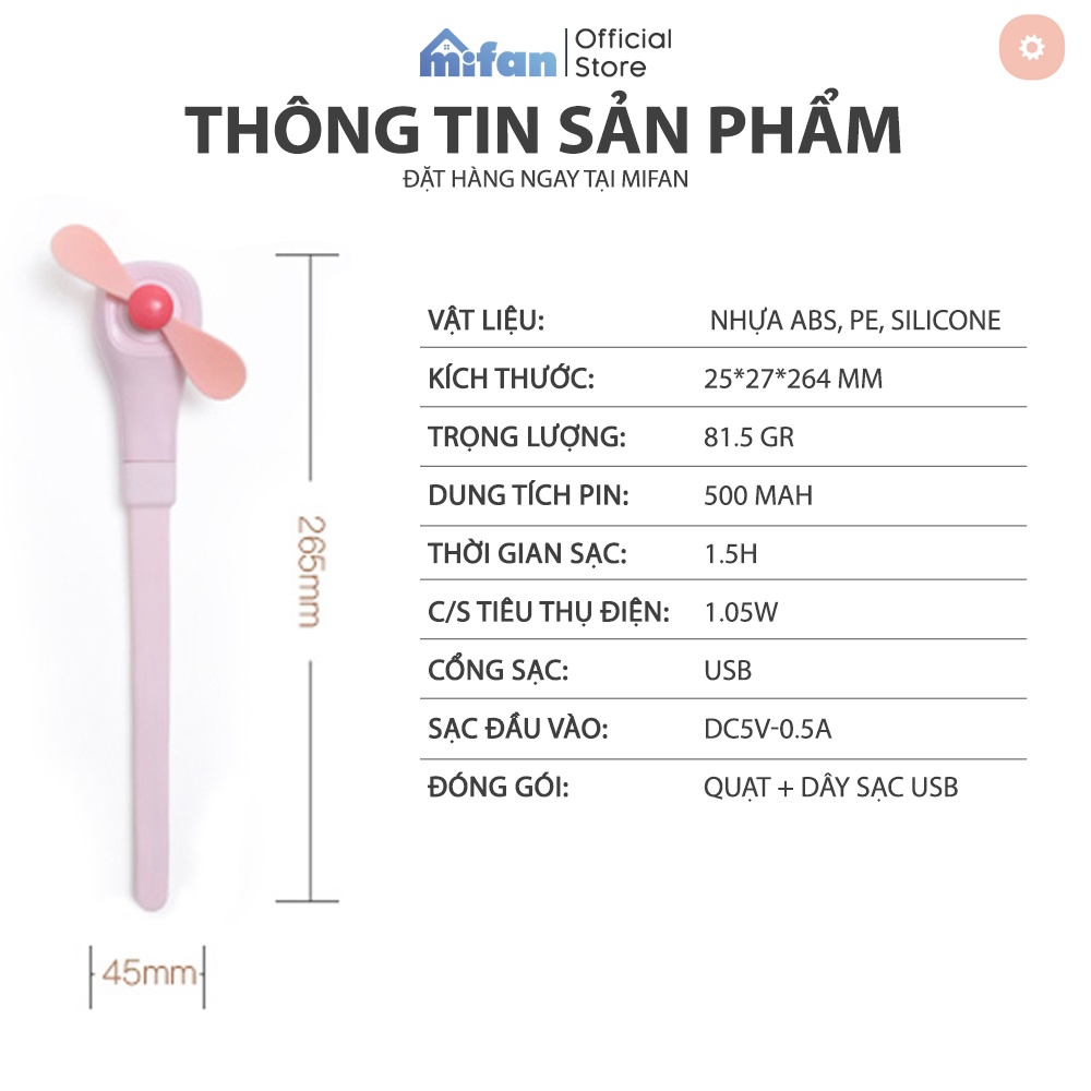 Quạt Cầm Tay Mini Đa Năng Tích Điện - Siêu Mát - Không Tiếng Ồn - HÀNG CAO CẤP