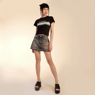Áo ERRORIST rainbow logo croptop đen / trắng