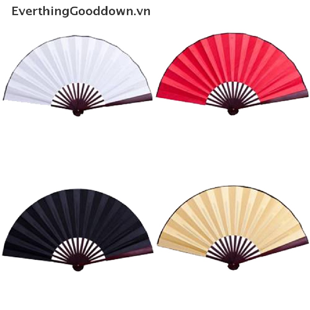 Everthinggood Quạt Xếp Cầm Tay Bằng Vải Lụa Trơn Phong Cách Trung Hoa Trang Trí Tiệc Cưới
