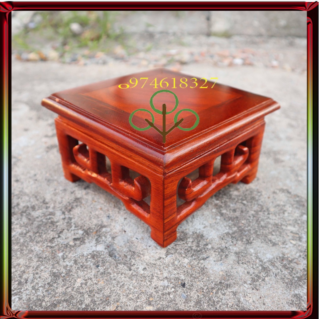 Kỷ vuông-Đôn vuông - Đế nhất sơn vuông gỗ hương cao 8cm