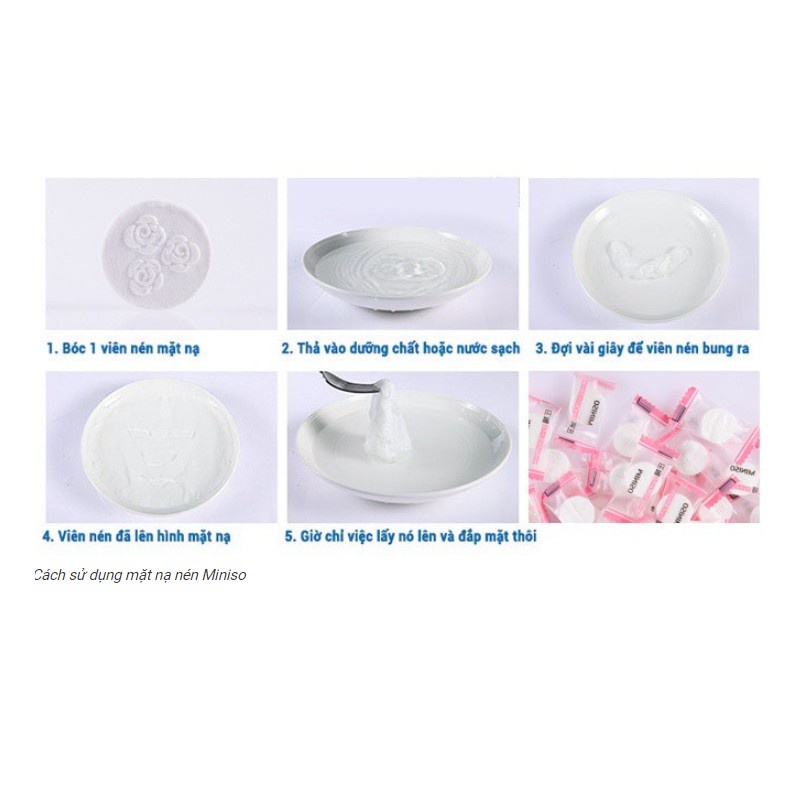 Combo 10 miếng mặt nạ giấy nén Miniso Nhật Bản