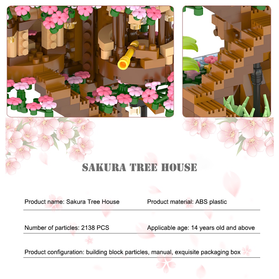 Mô Hình Nhà Cây Hoa Đào Nở Mini Phong Cách Nhật Bản