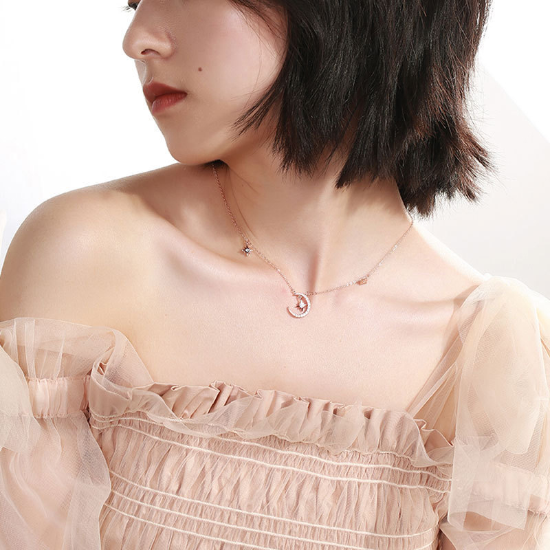 Vòng cổ choker mặt trăng và ngôi sao đính đá thời trang cho nữ