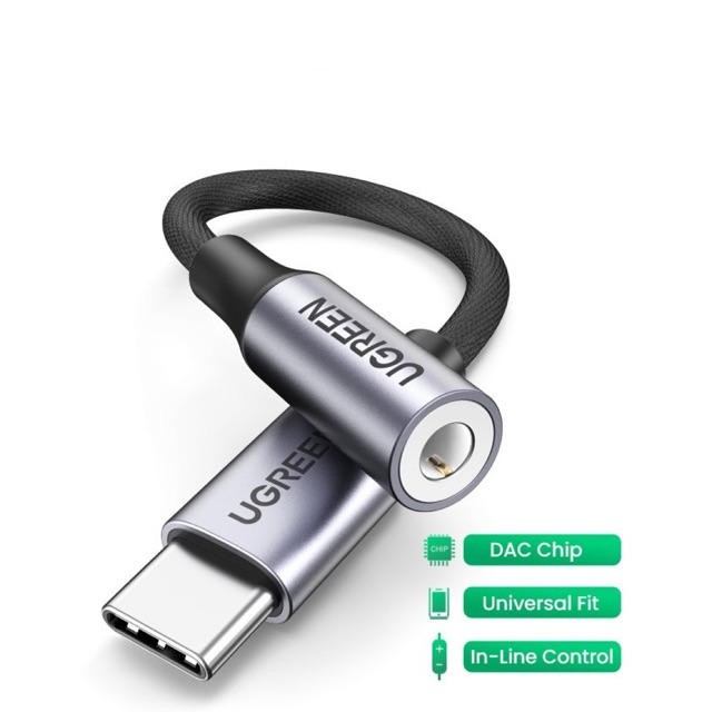 Dây giắc chuyển đổi cổng USB type C sang giắc cắm 3.5mm có chip DAC dài 10cm cao cấp UGREEN 80154