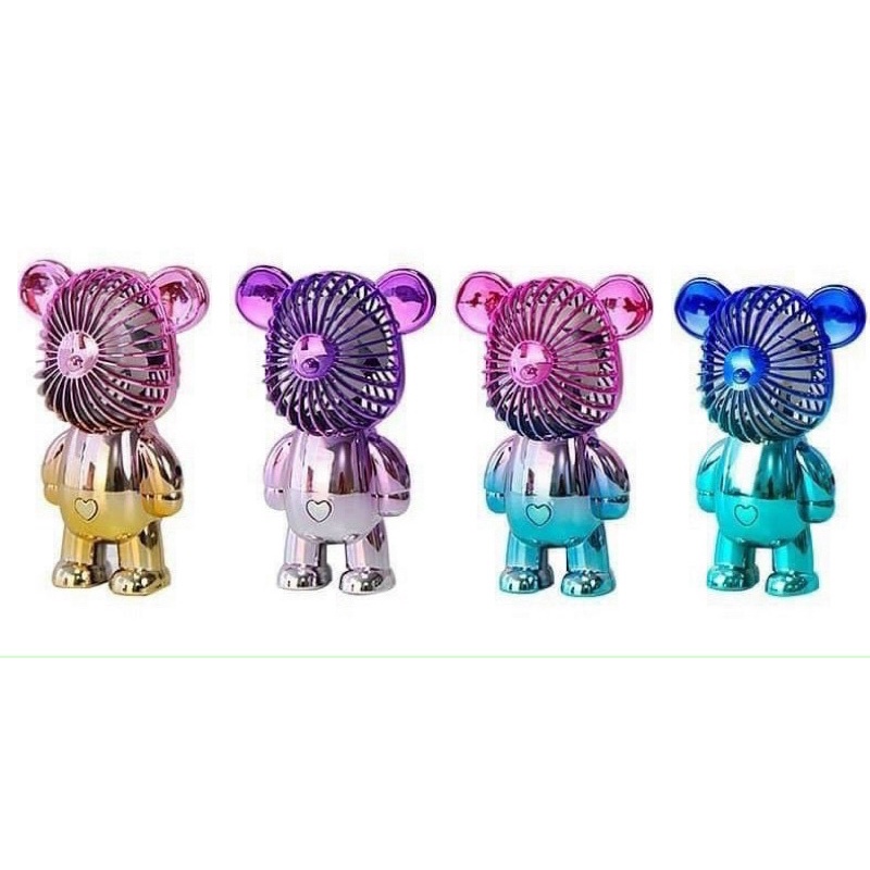 Quạt hình gấu có sạc USB cầm tay mini ba tốc độ nhiều màu sắc cho trẻ em/ nữ / văn phòng / du lịch ngoài trời