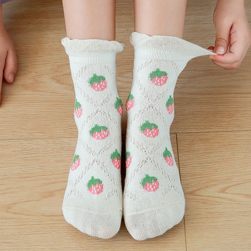 Set 5 đôi tất KOKOROCARE MSW-41 cotton họa tiết dâu tây xinh xắn cho bé 1-8 tuổi
