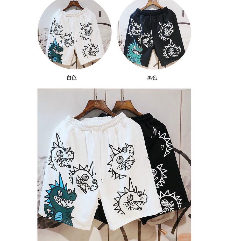 Quần short poly in hình khủng long co giãn 4 chiều mềm mịn