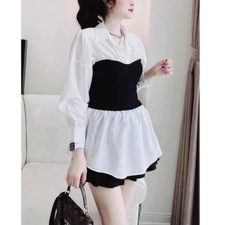 Áo sơ mi tay bo chun pha yếm