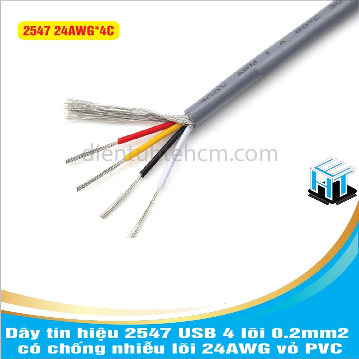 Dây tín hiệu 2547 USB 4 lõi 0.2mm2 có chống nhiễu lõi 24AWG vỏ PVC