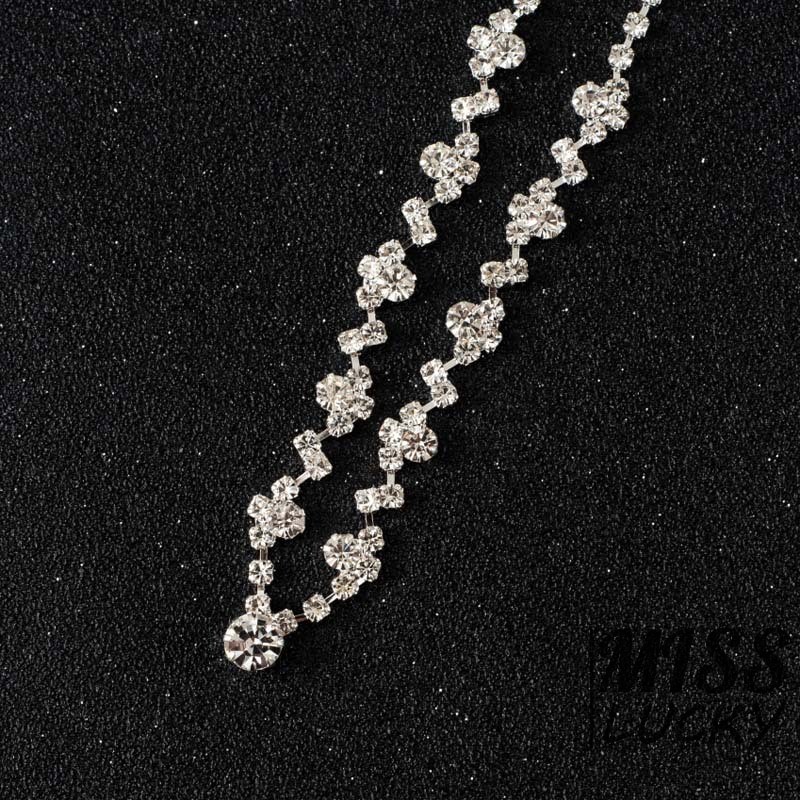 Bộ vòng cổ + hoa tai hợp kim đính đá thời trang cho nữ