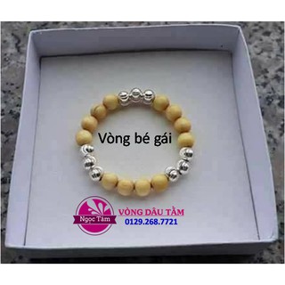 Vòng dâu tằm 9 bi bạc dành cho bé gái