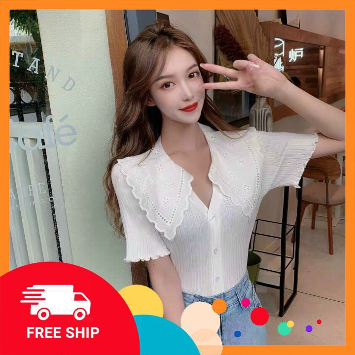 Áo croptop cổ thuỷ thủ phối ren FREESHIP siêu đẹp gợi cảm năng động giá rẻ nhất thị trường