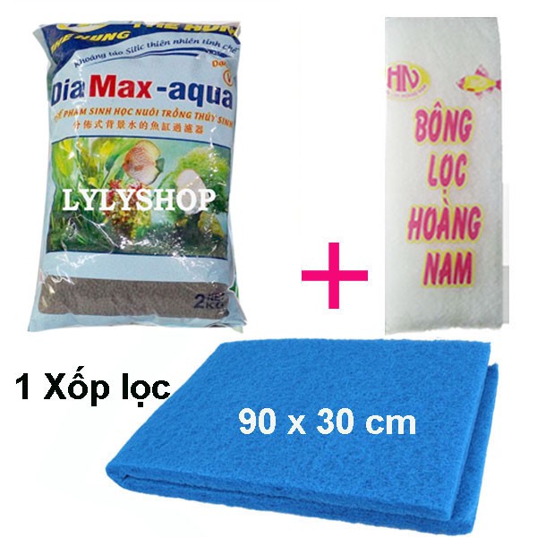 COMBO VẬT LIỆU LỌC & NỀN: Xốp Lọc 90x30 + Bông Lọc 60x13 + 2kg Phân Nền DIA MAX